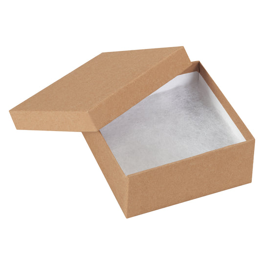 3 1/2 x 3 1/2 x 1 1/2 Brown Kraft Jewelry Box 100/Case