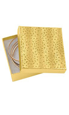 3 1/2 x 3 1/2 x 1 Gold Embossed Jewelry Box 100/Case