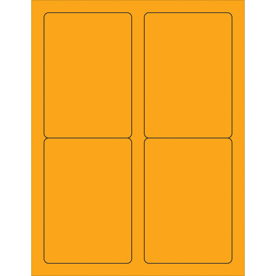 3 1/2 x 5" Fluorescent Orange Rectangle Laser Labels 400/Case