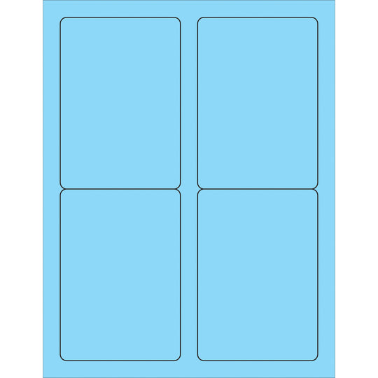 3 1/2 x 5" Fluorescent Pastel Blue Rectangle Laser Labels 400/Case