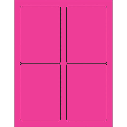 3 1/2 x 5" Fluorescent Pink Rectangle Laser Labels 400/Case