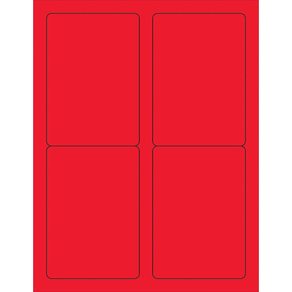 3 1/2 x 5" Fluorescent Red Rectangle Laser Labels 400/Case