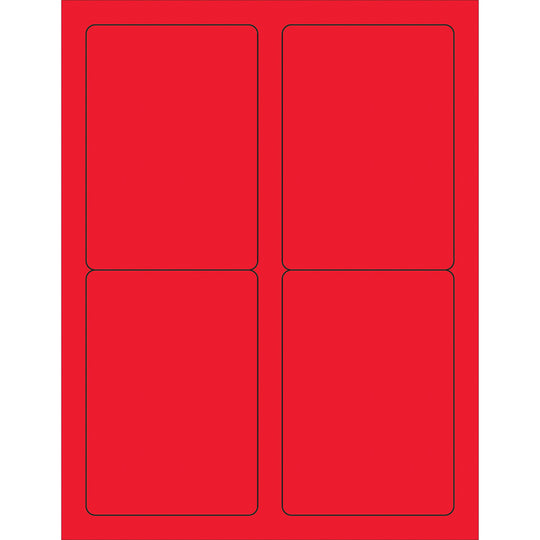 3 1/2 x 5" Fluorescent Red Rectangle Laser Labels 400/Case
