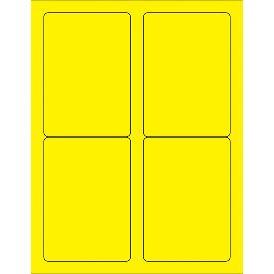 3 1/2 x 5" Fluorescent Yellow Rectangle Laser Labels 400/Case