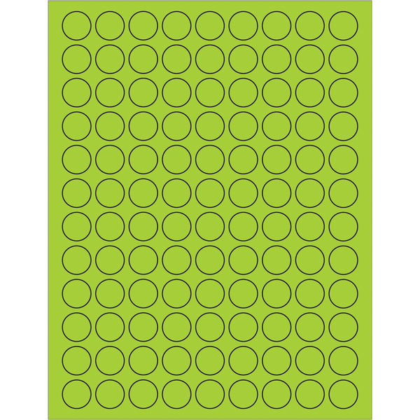 3/4" Fluorescent Green Circle Laser Labels 10800/Case