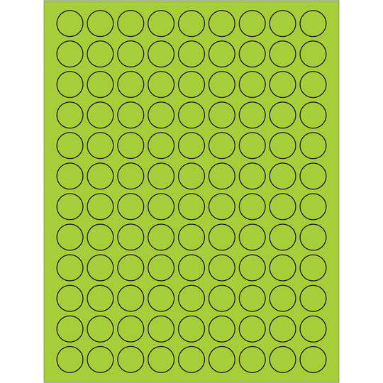 3/4" Fluorescent Green Circle Laser Labels 10800/Case