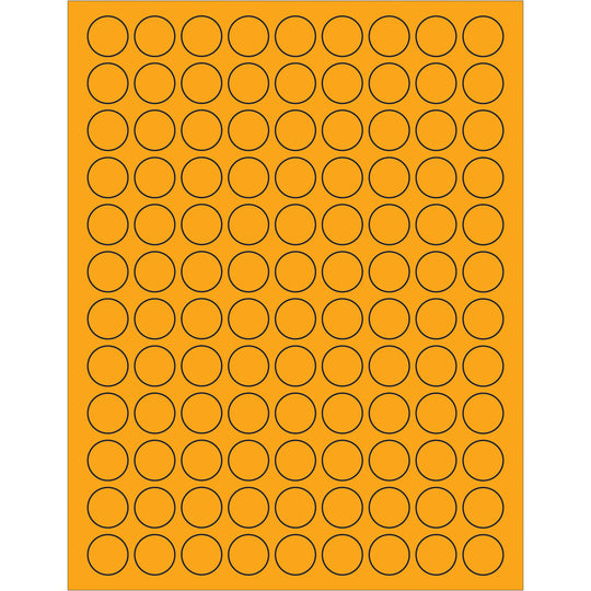 3/4" Fluorescent Orange Circle Laser Labels 10800/Case