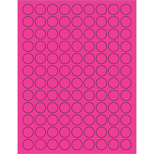 3/4" Fluorescent Pink Circle Laser Labels 10800/Case