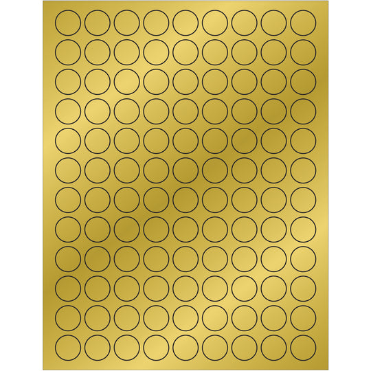3/4" Gold Foil Circle Laser Labels 10800/Case