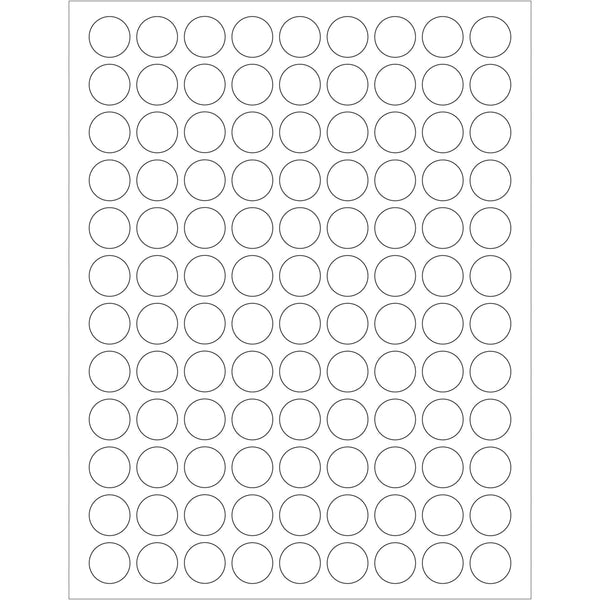 3/4" White Removable Circle Laser Labels 10800/Case