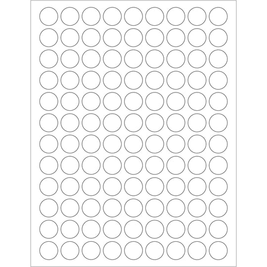 3/4" White Removable Circle Laser Labels 10800/Case