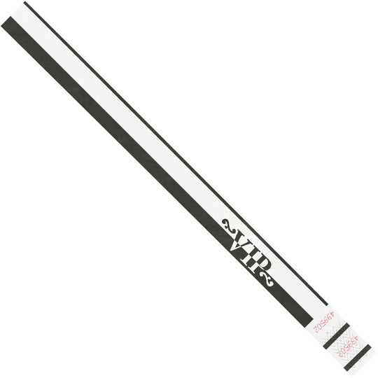 3/4 x 10" Black "VIP" Tyvek Wristbands 500/Case