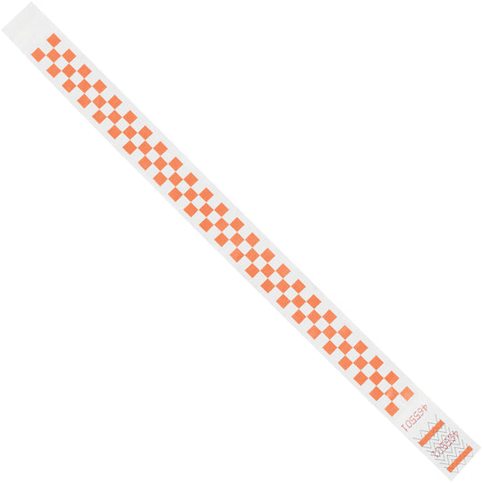 3/4 x 10" Orange Checkerboard Tyvek Wristbands 500/Case