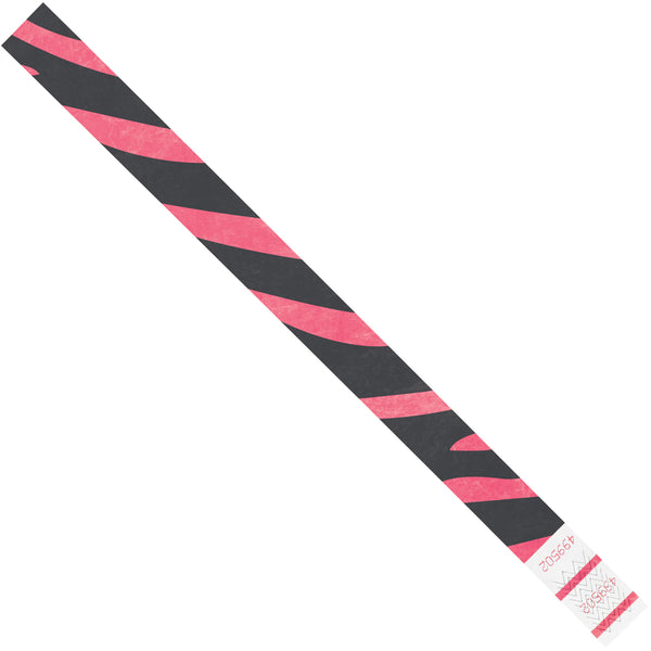 3/4 x 10" Pink Zebra Stripe Tyvek Wristbands 500/Case