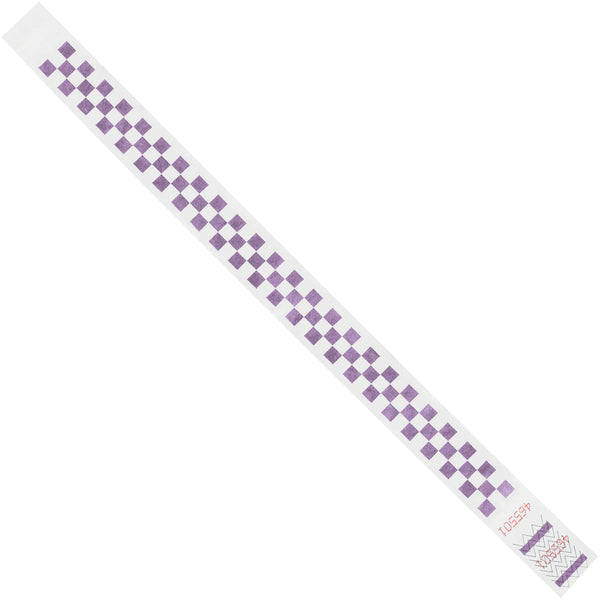 3/4 x 10" Purple Checkerboard Tyvek Wristbands 500/Case