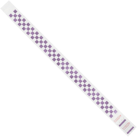 3/4 x 10" Purple Checkerboard Tyvek Wristbands 500/Case