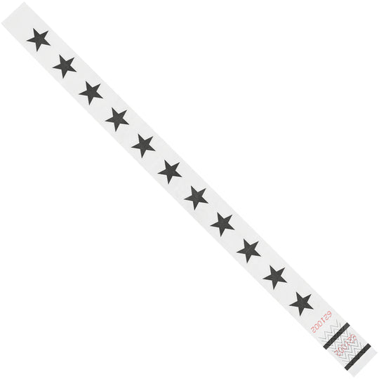 3/4 x 10" White Stars Tyvek Wristbands 500/Case