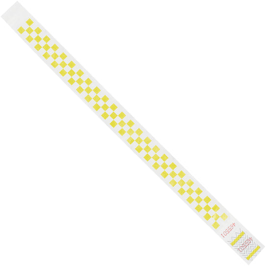3/4 x 10" Yellow Checkerboard Tyvek Wristbands 500/Case