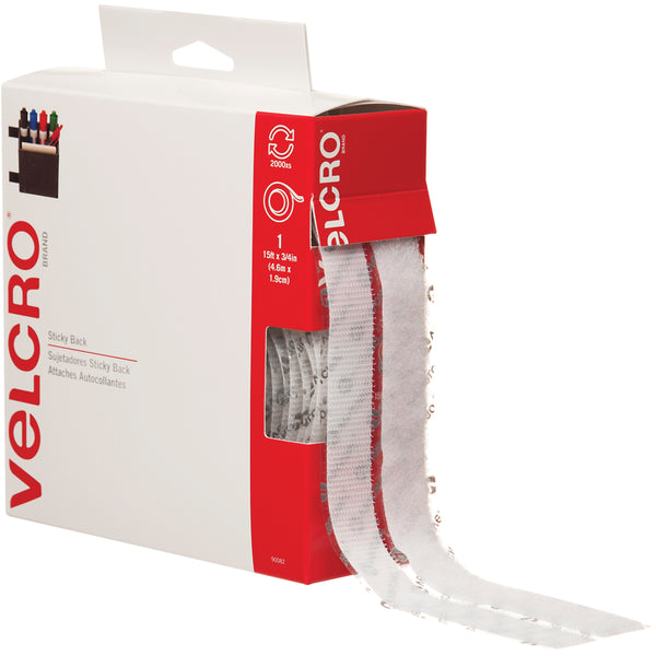 3/4" x 15' - White VELCRO Brand Tape - Combo Packs