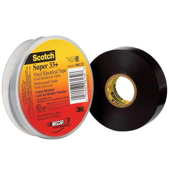 3/4" x 66 Feet Black 3M 33+ Electrical Tape 10/Case