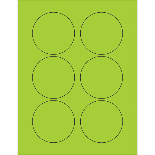 3" Fluorescent Green Circle Laser Labels 600/Case