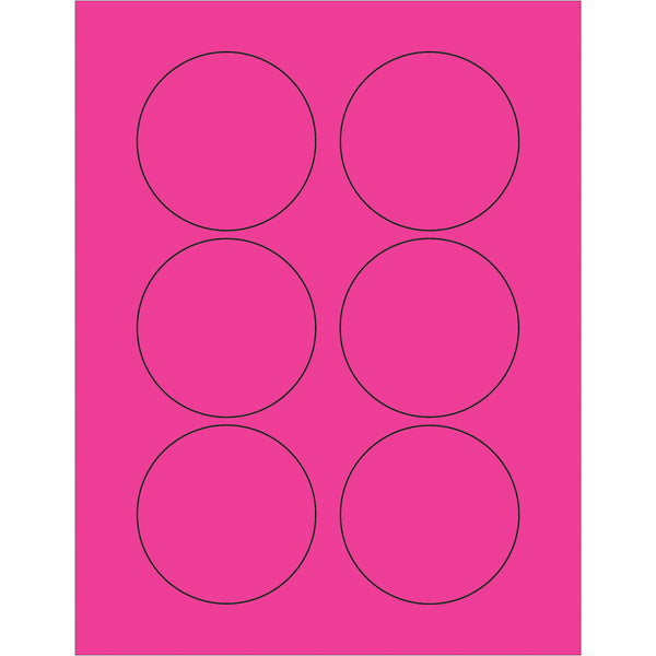 3" Fluorescent Pink Circle Laser Labels 600/Case