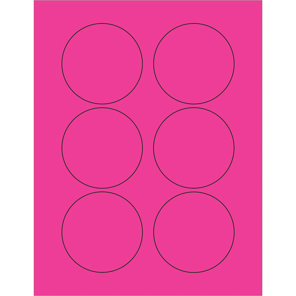 3" Fluorescent Pink Circle Laser Labels 600/Case
