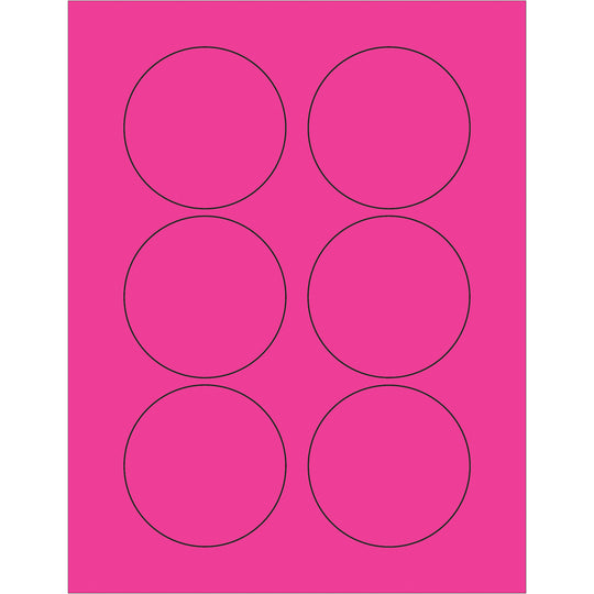 3" Fluorescent Pink Circle Laser Labels 600/Case