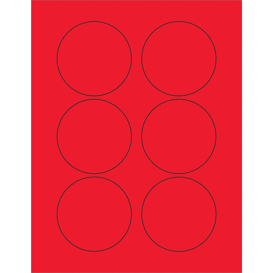 3" Fluorescent Red Circle Laser Labels 600/Case