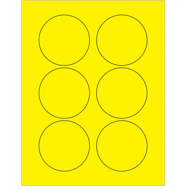 3" Fluorescent Yellow Circle Laser Labels 600/Case