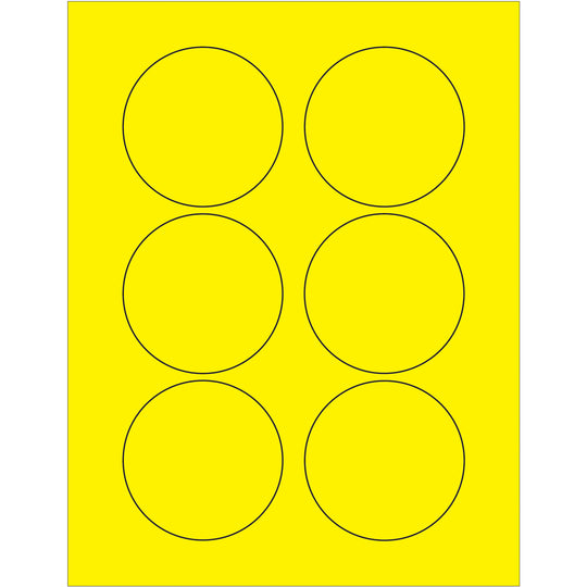 3" Fluorescent Yellow Circle Laser Labels 600/Case