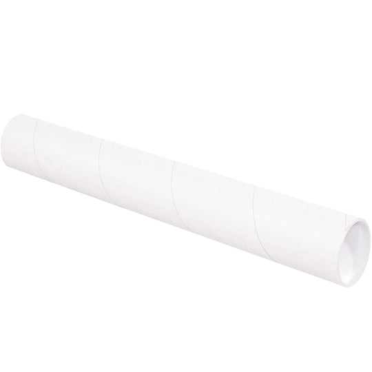 3 x 48 White Mailing Tubes With End Caps .080 Gauge 24/Case