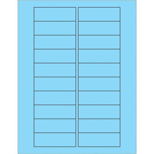 3 x 1" Fluorescent Pastel Blue Rectangle Laser Labels 2000/Case