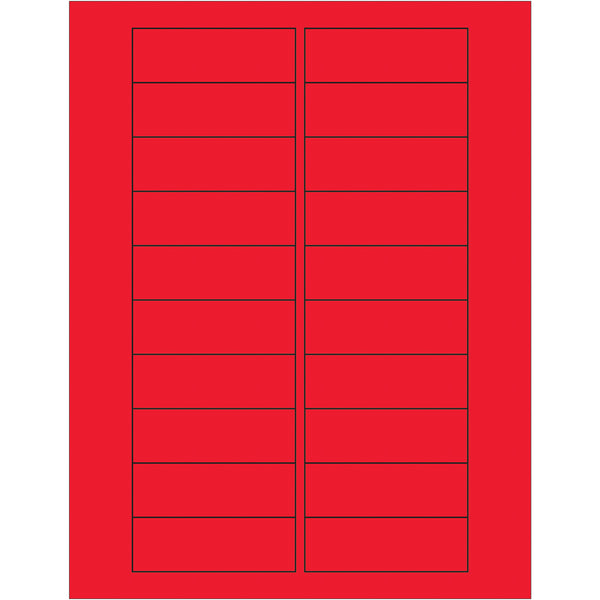 3 x 1" Fluorescent Red Rectangle Laser Labels 2000/Case