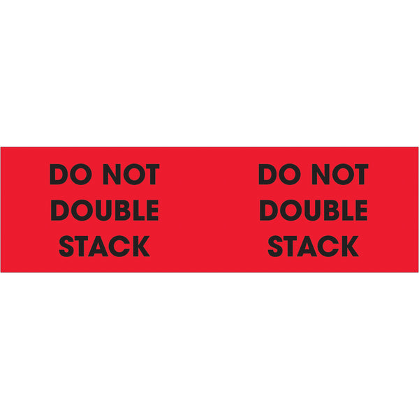 3 x 10" - "Do Not Double Stack" (Fluorescent Red) Labels 500/Roll