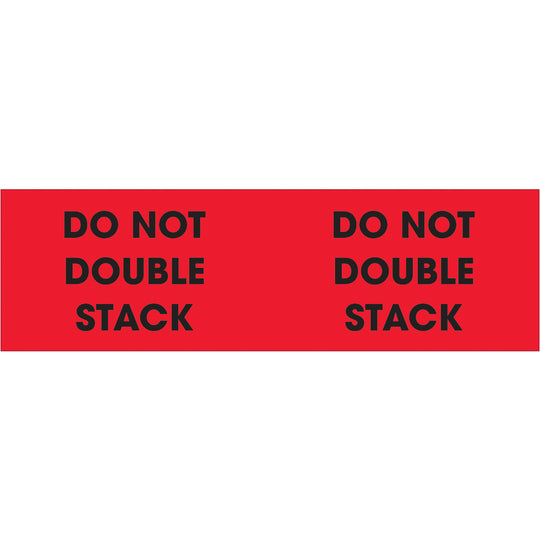 3 x 10" - "Do Not Double Stack" (Fluorescent Red) Labels 500/Roll
