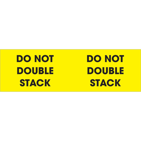 3 x 10" - "Do Not Double Stack" (Fluorescent Yellow) Labels 500/Roll