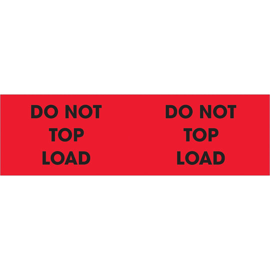 3 x 10" - "Do Not Top Load" (Fluorescent Red) Labels 500/Roll