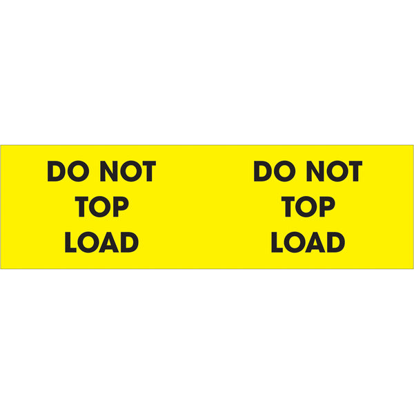 3 x 10" - "Do Not Top Load" (Fluorescent Yellow) Labels 500/Roll