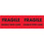 3 x 10" - "Fragile - Handle With Care" (Fluorescent Red) Labels 500/Roll