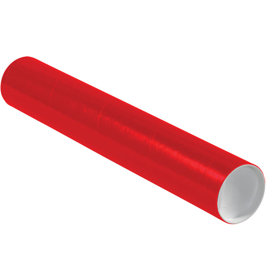 3 x 18 Red Mailing Tubes With End Caps .070 Gauge 24/Case