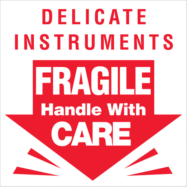 3 x 3" - "Delicate Instruments - Fragile" Labels 500/Roll