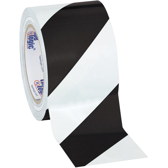 3" x 36 Yard Black/White Striped 7 mil Aisle Marking Tape 16/Case