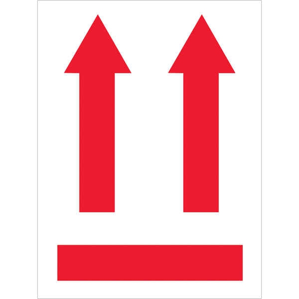 (2 red up arrows over black bar) Pictorial Labels (3 x 4) 500/Roll