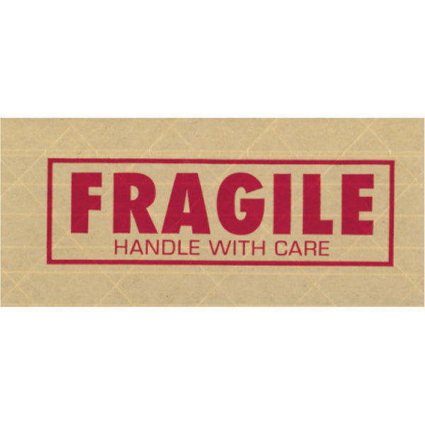 3" x 450 Feet #260 Printed Fragile (S-3 Heavy Duty) Brown Kraft Gummed Tape 10/Case