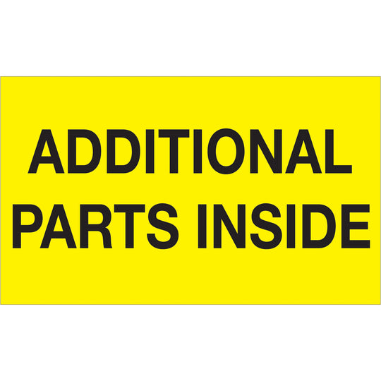 3 x 5" - "Additional Parts Inside" (Fluorescent Yellow) Labels 500/Roll