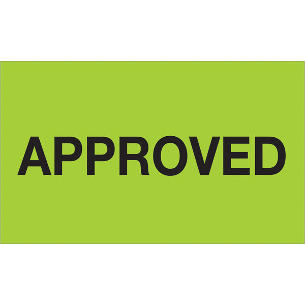 3 x 5" - "Approved" (Fluorescent Green) Labels 500/Roll