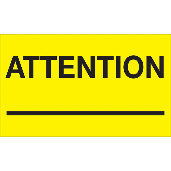 3 x 5" - "Attention ___" (Fluorescent Yellow) Labels 500/Roll