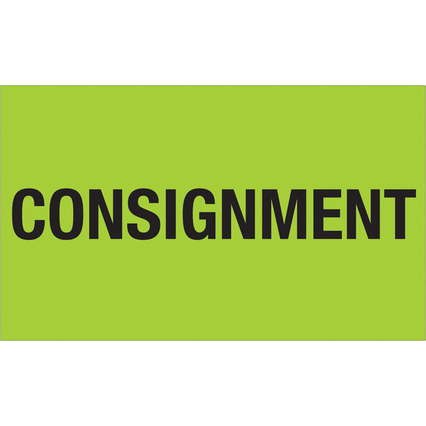 3 x 5" - "Consignment" (Fluorescent Green) Labels 500/Roll