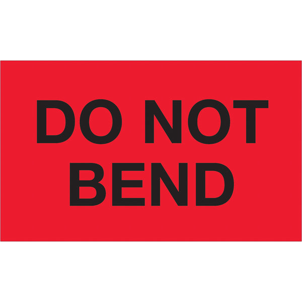 3 x 5" - "Do Not Bend" (Fluorescent Red) Labels 500/Roll